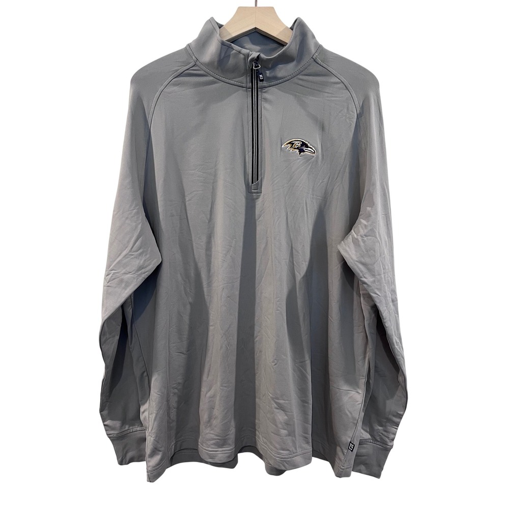 Cutter & Buck Baltimore Ravens Quarter Zip Pullover Men's XL Gray Adapt Eco Knit